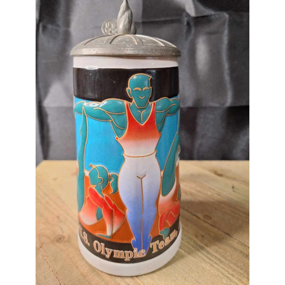 Budweiser 1996 Atlanta Olympic Team Gymnastics Beer Stein Ceramarte USA 03826